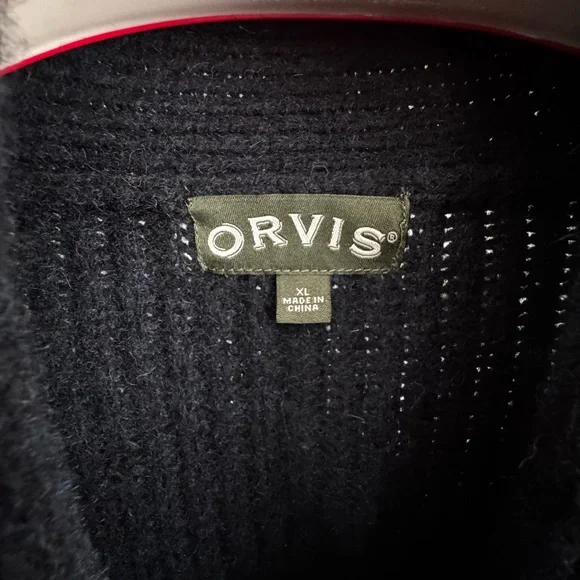 Men’s Grandpacore Navy Blue Ribbed Wool Shawl Collar Cardigan Elbow Patch Sz XL - Picture 2 of 12